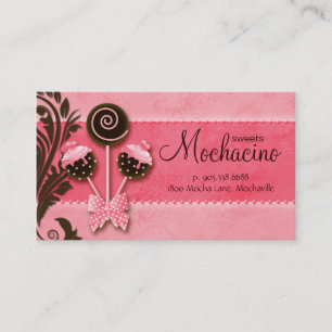Cake Pops Business Card Bakery Peach Brown Vintage