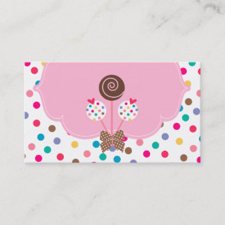 Cake Pops Business Card Polka Dots Pink Chocolate