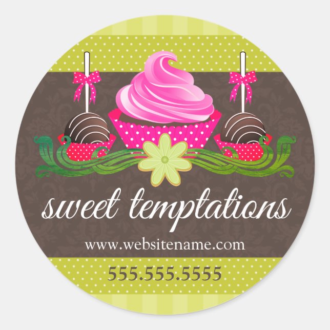 Cake Pops Cookie and Cupcake Bakery Box Seals (Front)