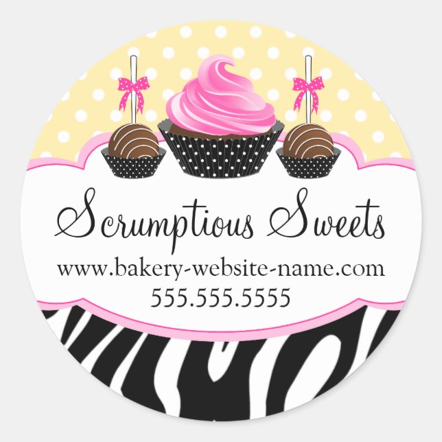 Cake Pops Cupcake Bakery Box Seals (Front)