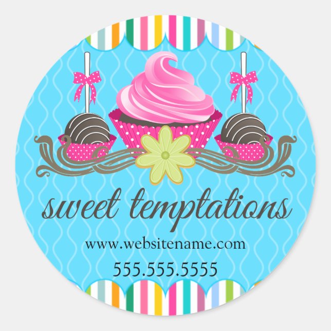 Cake Pops Cupcake Cookie Bakery Box Seals (Front)