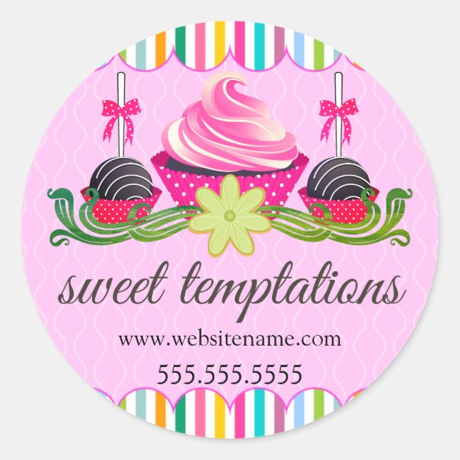 Cake Pops Cupcake Cookie Bakery Box Seals (Front)