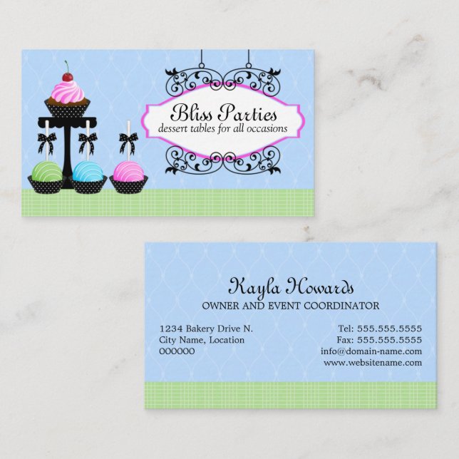 Cake Pops Cupcake Dessert Tables Business Cards (Front/Back)