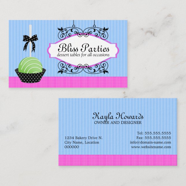 Cake Pops Desserts Business Cards (Front/Back)