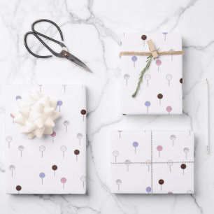 Cake Pops Everywhere on White Wrapping Paper Sheet