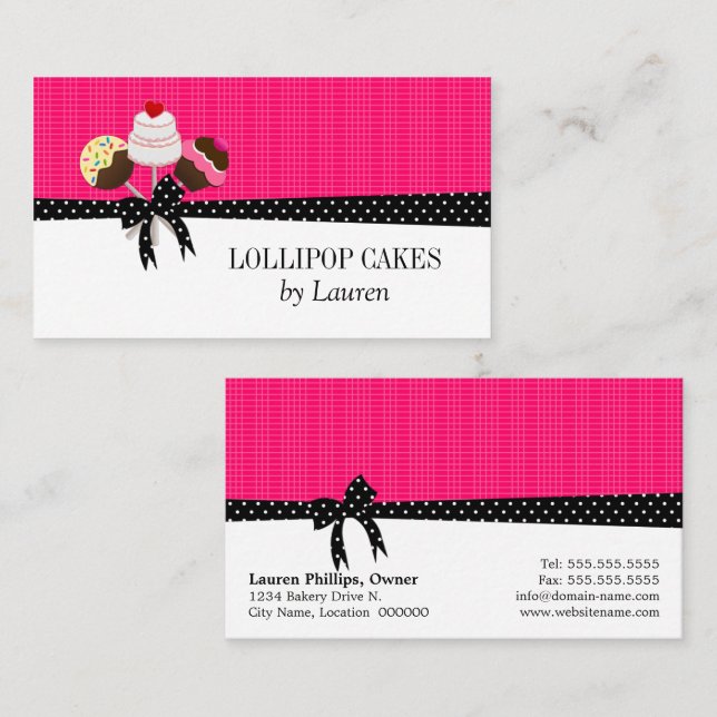 Cake Pops Fuchsia Business Card (Front/Back)