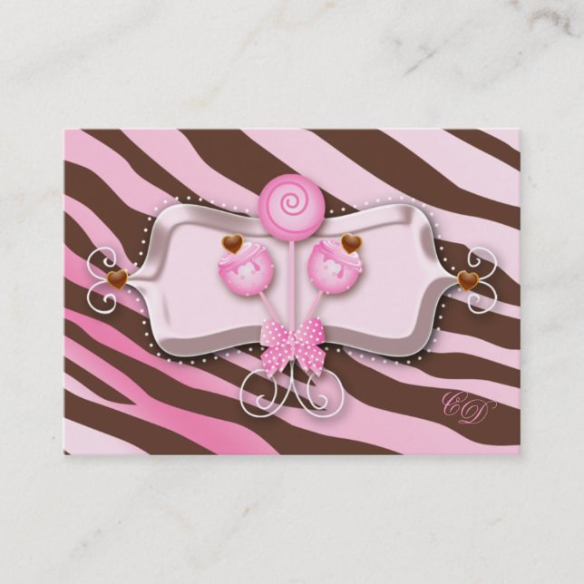 Cake Pops Gift Certificate Zebra Pink Brown Retro (Front)