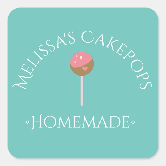 Cake Pops Logo Stickers Homemade Bakery Teal (Front)