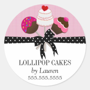 Cake Pops Pink Bakery Box Seals