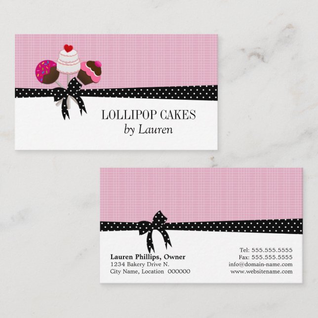 Cake Pops Pink Business Card (Front/Back)