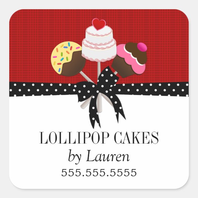 Cake Pops Red Baker Box Seal (Front)