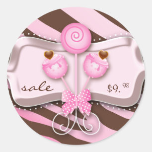 Cake Pops Stickers Bakery Zebra Pink Brown Candy