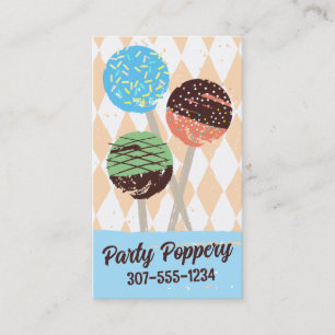 Cake pops wedding event baking bakery blue business card