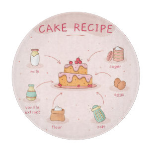 Cake Recipe Cutting Board
