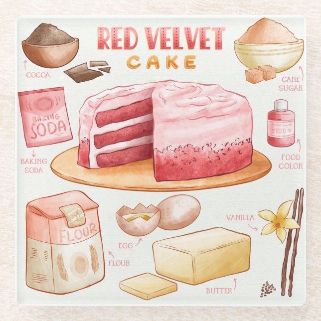 Cake Recipe Glass Coaster (Front)