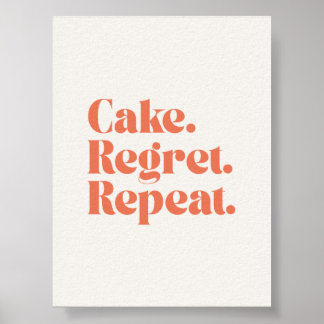 Cake Regret Repeat – Fun Quote Poster