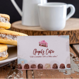 Cake Shop Business   Chocolate Cake Sketch Business Card