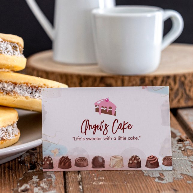 Cake Shop Business | Chocolate Cake Sketch Business Card (Creator Uploaded)