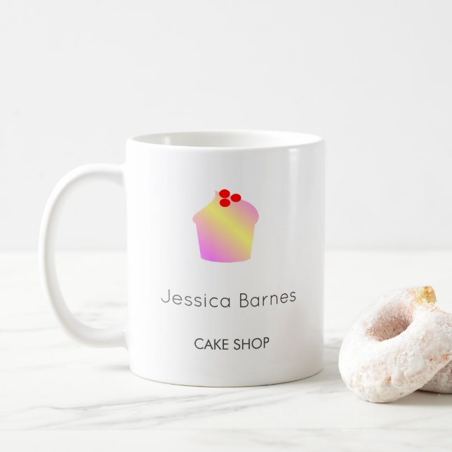 Cake shop cupcake silhouette white coffee mug (With Donut)