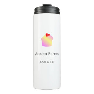 Cake shop cupcake silhouette white thermal tumbler