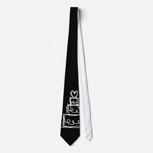 Cake Sketch Men's Wedding Tie (Front)