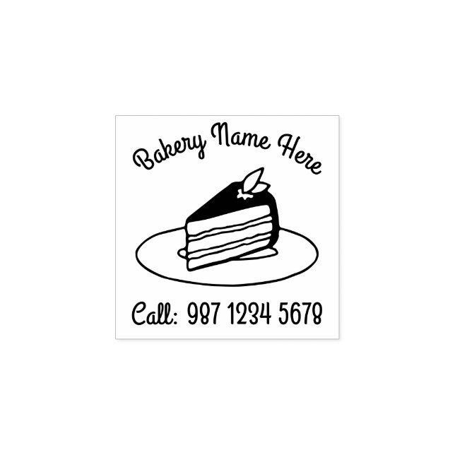 Cake Slice Bakery Pastry Rubber Stamp (Imprint)