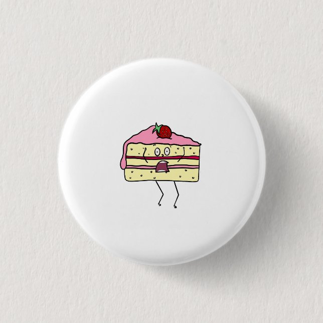 Cake slice, cake themed 3 cm round badge (Front)