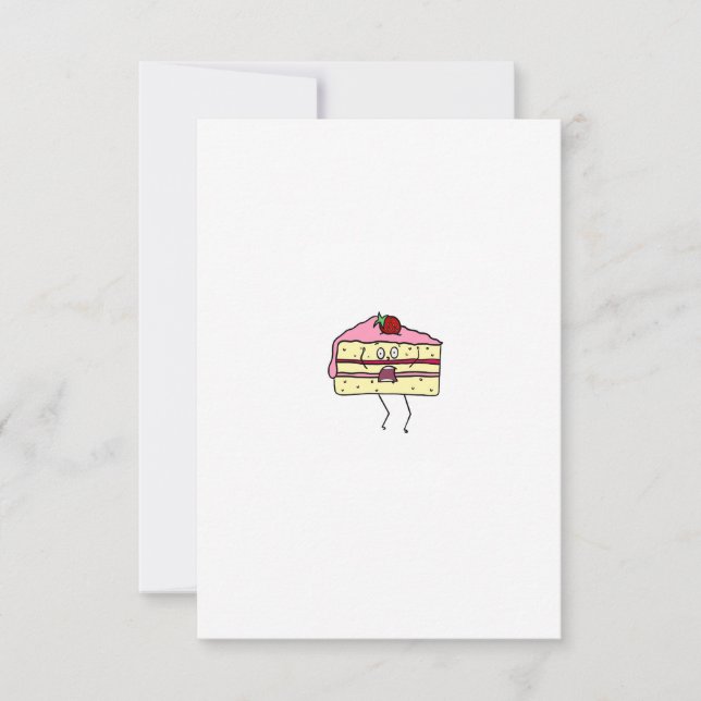 Cake slice, cake themed thank you card (Front)