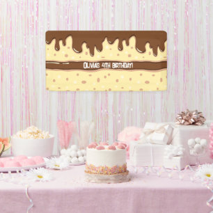 Cake slice cartoon sweet kids birthday party banner