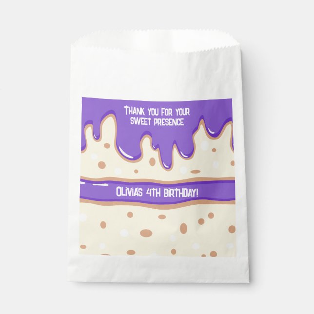 Cake slice cartoon sweet kids birthday party favour bags (Front)