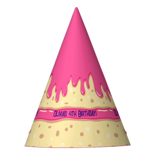 Cake slice cartoon sweet kids birthday party hat (Front)