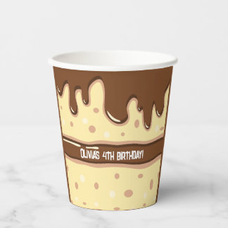 Cake slice cartoon sweet kids birthday party paper cups
