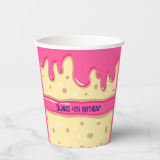 Cake slice cartoon sweet kids birthday party paper cups