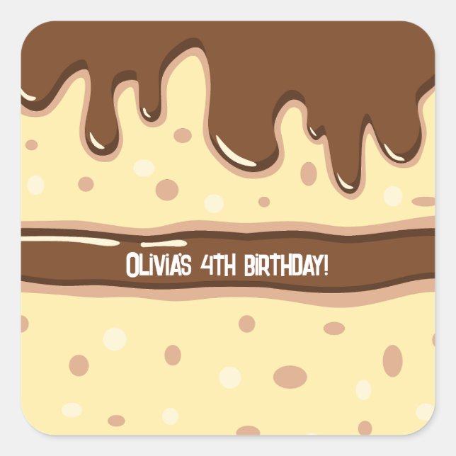 Cake slice cartoon sweet kids birthday party  square sticker (Front)