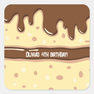 Cake slice cartoon sweet kids birthday party  square sticker