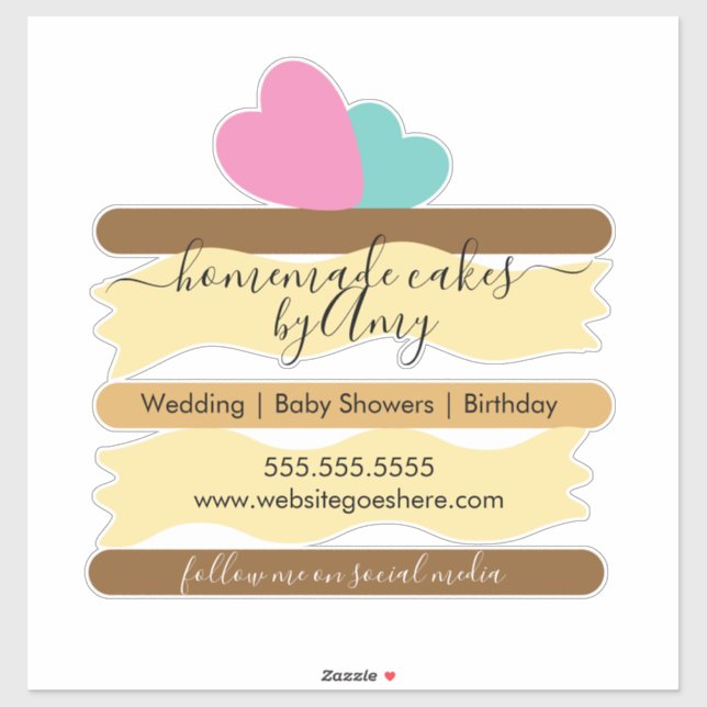 Cake Slice Logo Bakery Business Car Decal (Sheet)