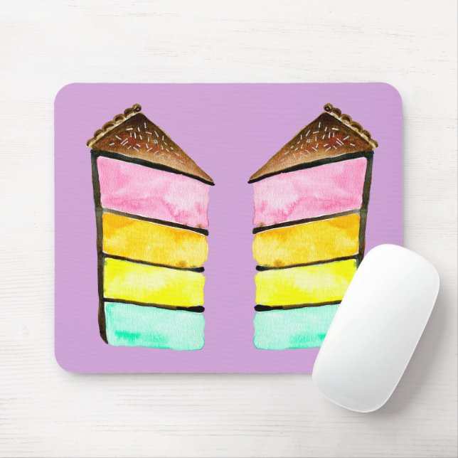 Cake slice rainbow cake art mouse mat (With Mouse)