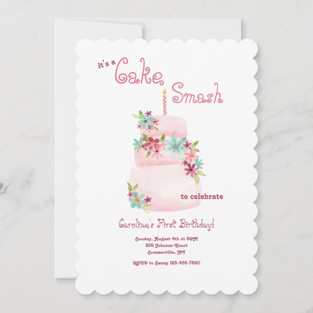 Cake Smash Birthday Party Invitation (Front)