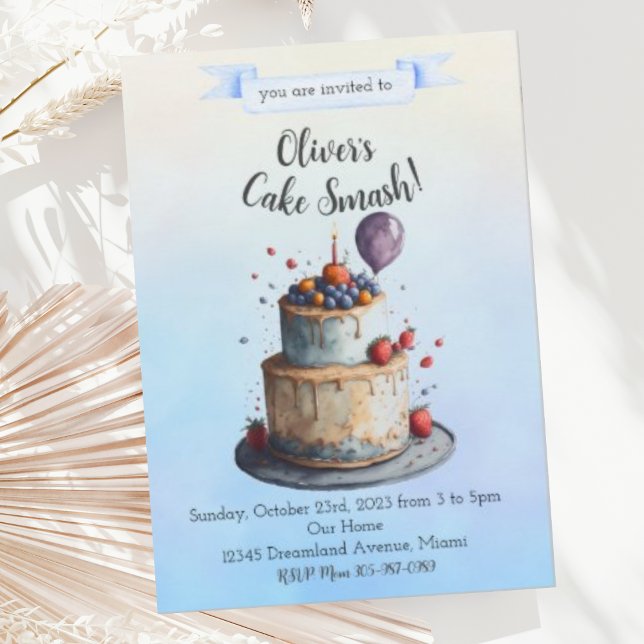 Cake Smash First Birthday Party Invitation (Creator Uploaded)