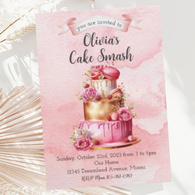 Cake Smash First Birthday Party Invitation (Creator Uploaded)