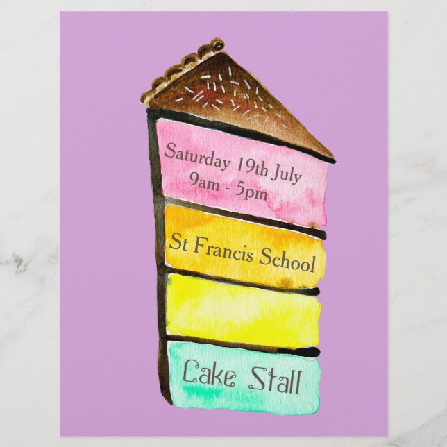 Cake Stall Bake Sale advertisement Flyer (Front)