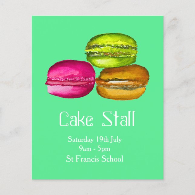 Cake Stall Bake Sale advertisement macarons Flyer (Front)
