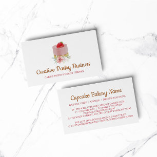 Cake strawberry pink pastry business card
