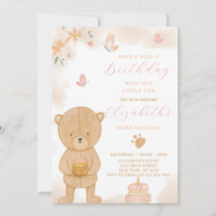Cake Teddy Birthday Invitation