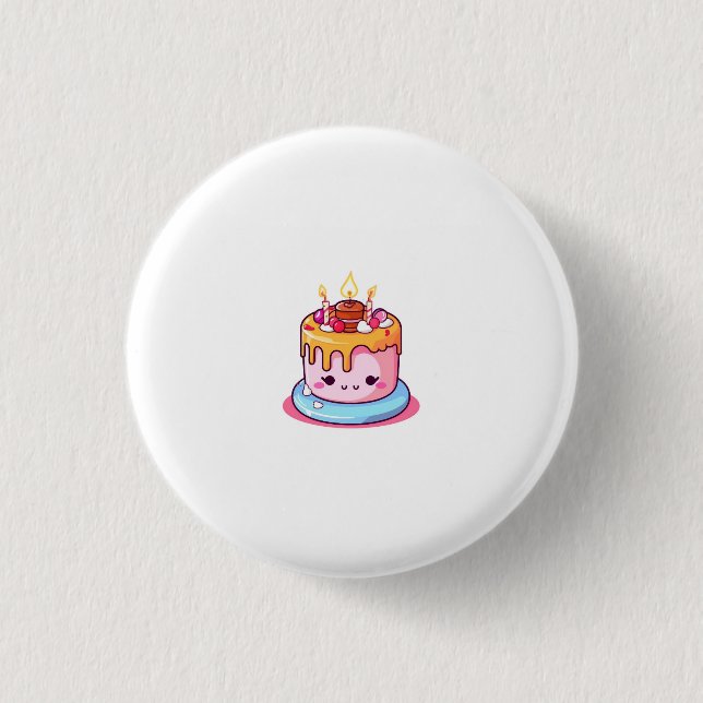 Cake theme, cake design, cute cake 3 cm round badge (Front)