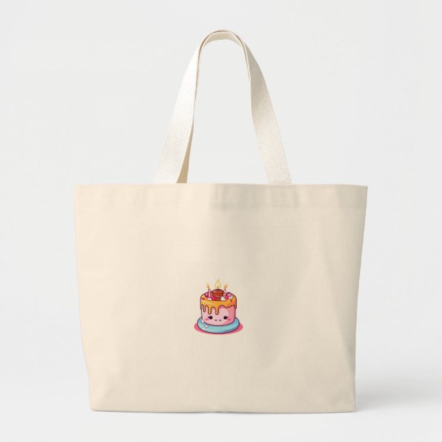 Cake theme, cake design, cute cake large tote bag (Front)