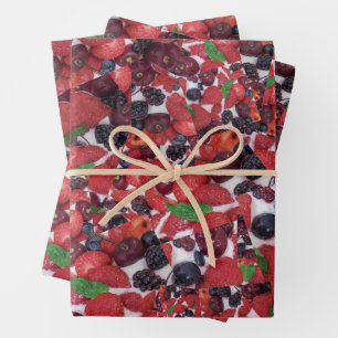 Cake topped with a variety of fresh berries patter wrapping paper sheet