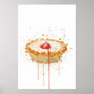 Cake Wall Art Print 'Cherry Bakewell'