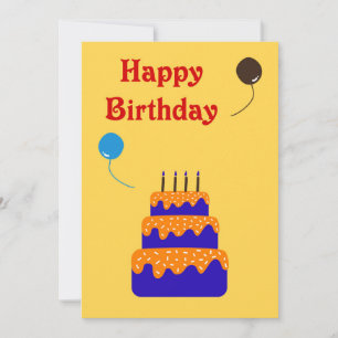 Cake With Balloon - Birthday Card