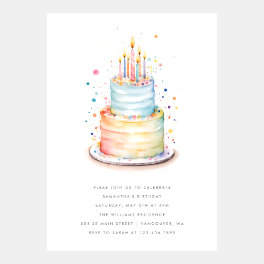 Cake with Candles Birthday Invitation